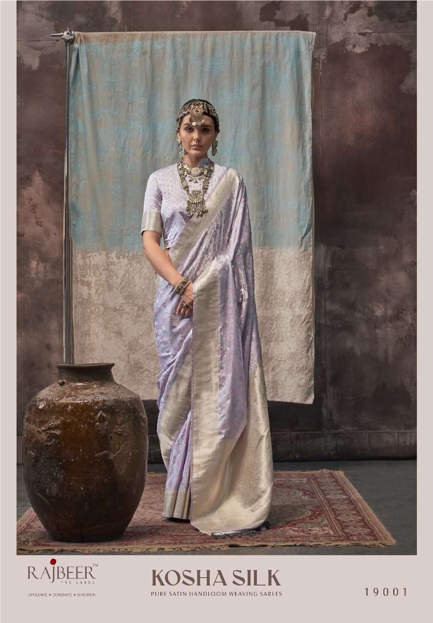 RAJBEER KOSHA SILK 19001 TO 19006 SERIES PURE SATIN EMBROIDERY SAREES-00178