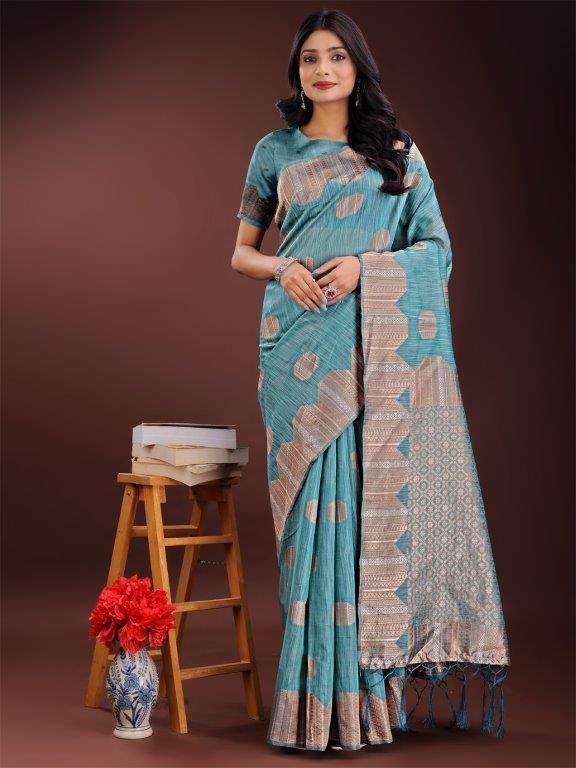 RIMZIM BY ASLIWHOLESALE DESIGNER PURE LINEN COTTON SAREES-00281