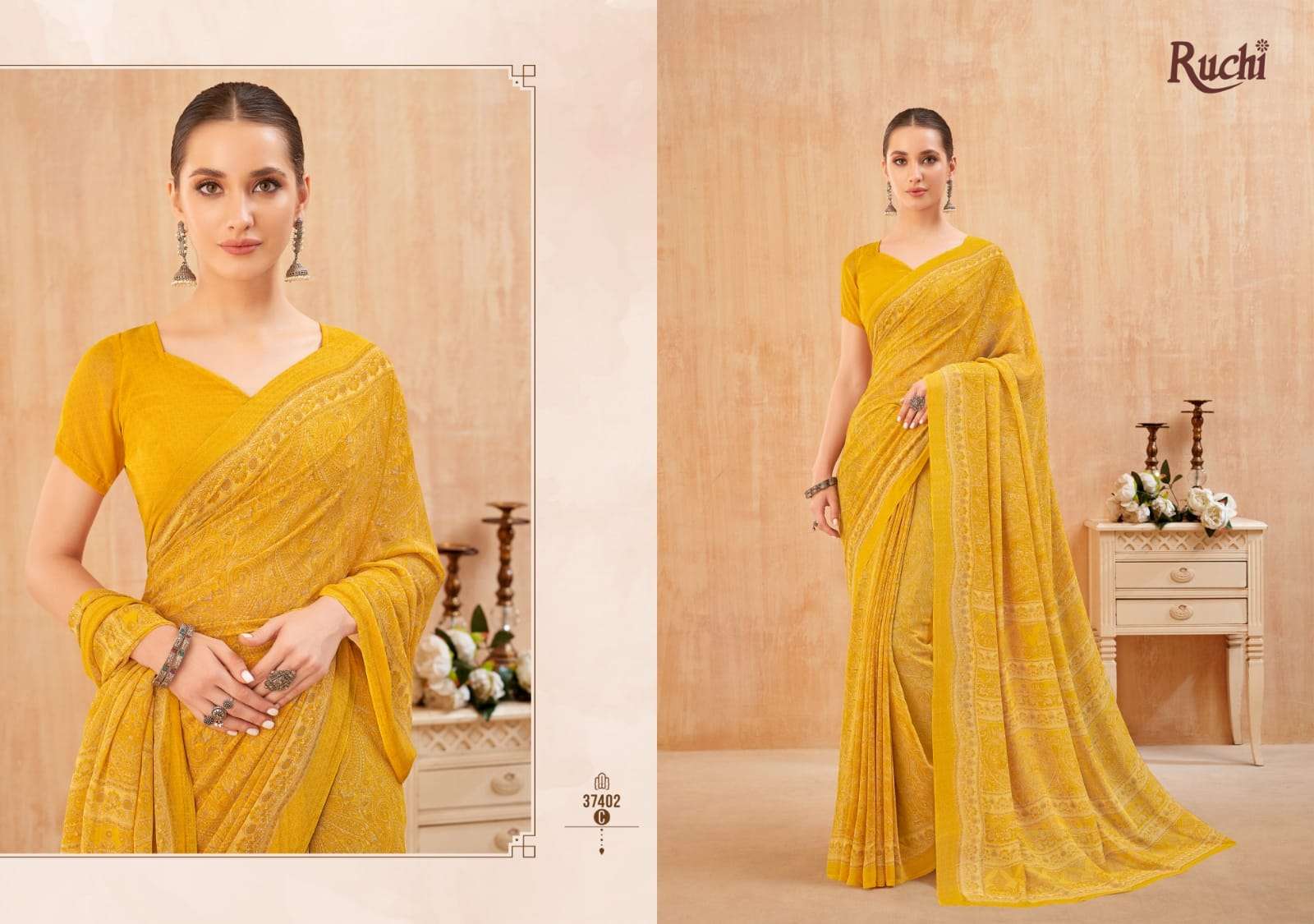 RUCHI SAREES RAGAA GEORGETTE 37401-A TO 37403-D SERIES GEORGETTE SAREES-00004