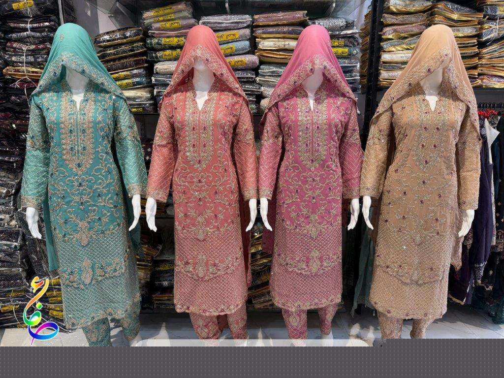 SAFA CREATION RUMENA PANT  PURE GEORGTTE EMBROIDERY DRESSES-00203