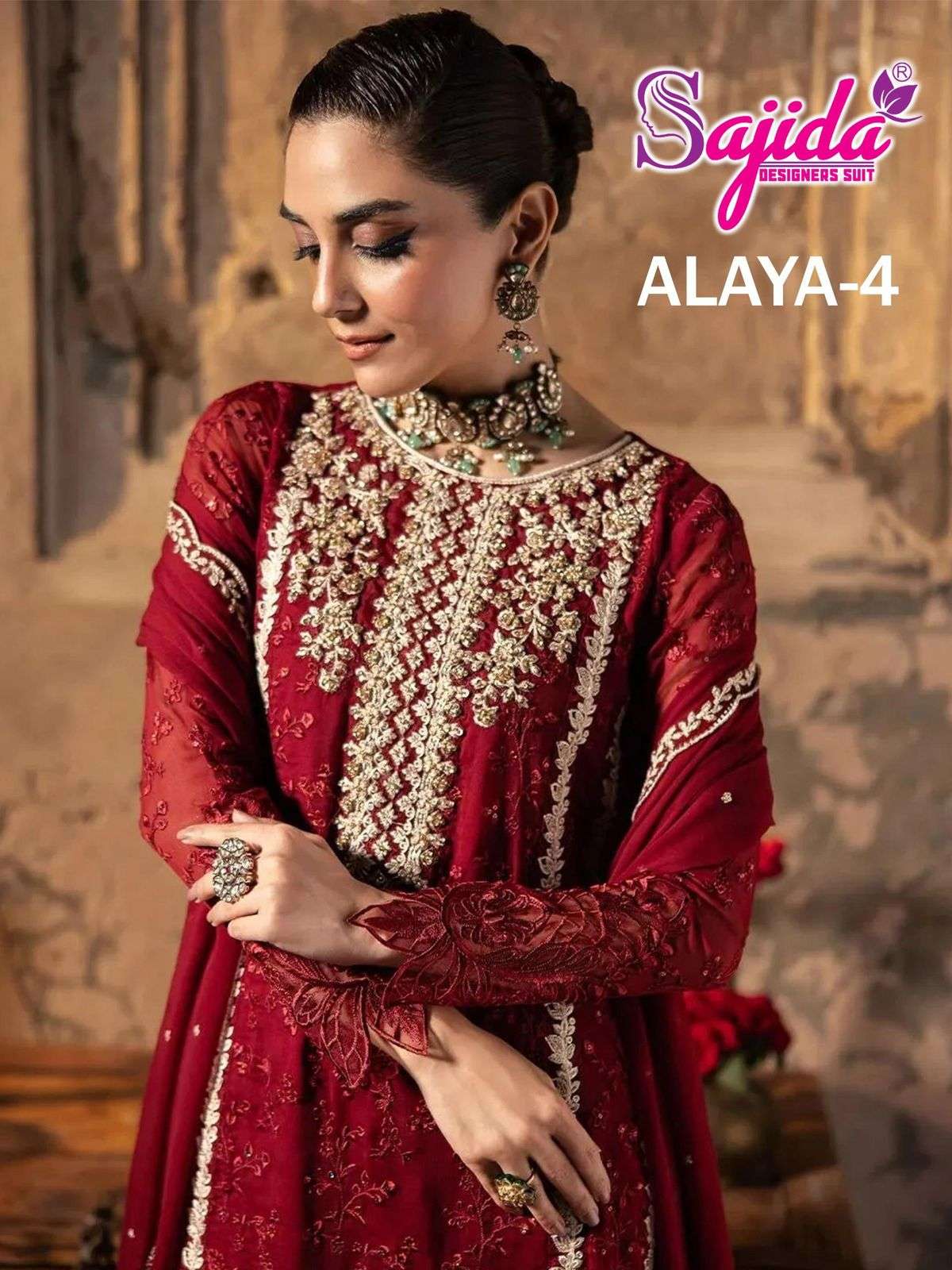 SAJIDA ALAYA VOL-03 DESIGNER FAUX GEORGETTE EMBROIDERED PAKISTANI DRESSES-00062