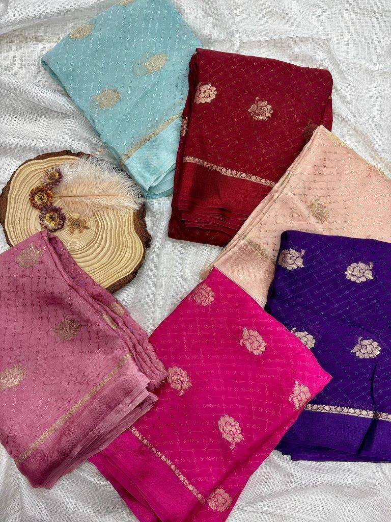SAKHI VOL-77 BY ASLIWHOLESALE DESIGNER SOFT FANCY CREPE SILK WORK SAREES-00219