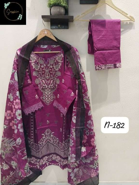 SAPPHIRE AGHA NOORAIN-182 SERIES PURE LAWN PRINTED DRESSES-00272