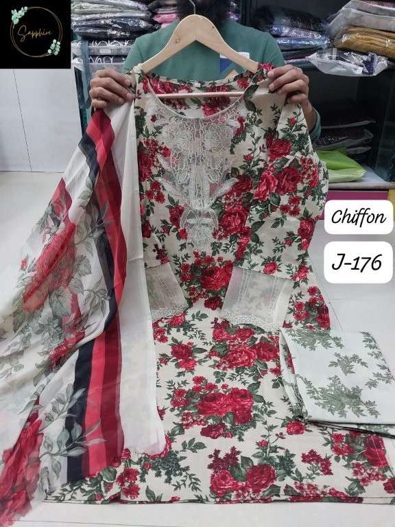 SAPPHIRE JAZMIN VOL-176 PURE LAWN COTTON PAKISTANI DRESSES-00272