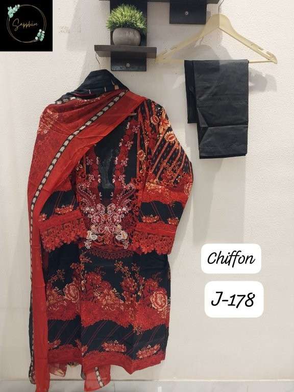 SAPPHIRE JAZMIN VOL-178 PURE LAWN COTTON PAKISTANI DRESSES-00272