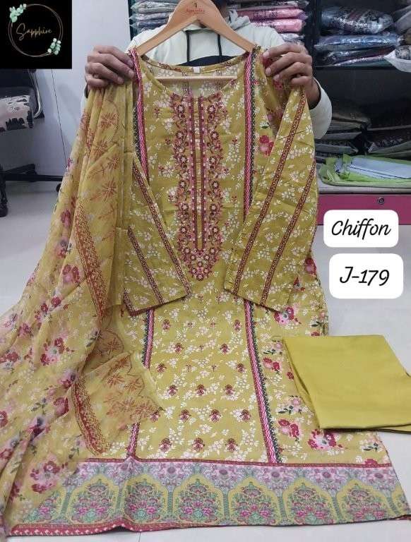 SAPPHIRE JAZMIN VOL-179 PURE LAWN COTTON PAKISTANI DRESSES-00272