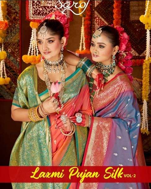 SAROJ LAXMIPUJAN SILK VOL-2 1001 TO 1006 SERIES PURE SILK SAREES-00098