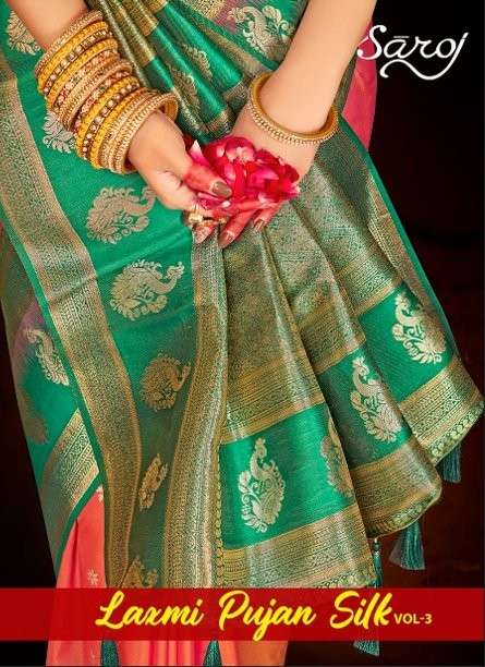SAROJ LAXMIPUJAN SILK VOL-3 1001 TO 1006 SERIES PURE SILK SAREES-00098