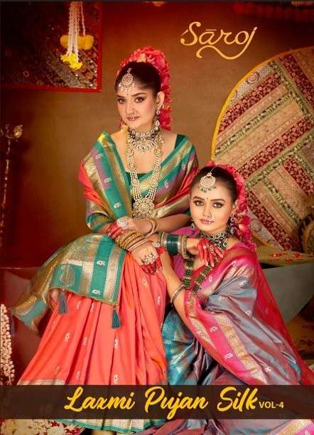 SAROJ LAXMIPUJAN SILK VOL-4 1001 TO 1006 SERIES PURE SILK SAREES-00098