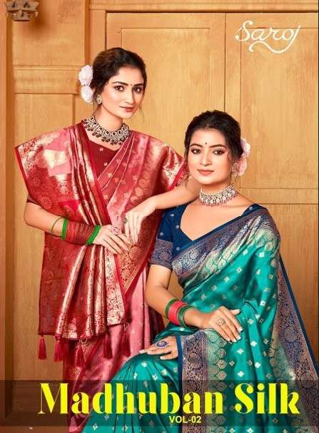 SAROJ MADHUBAN SILK VOL-2 1001 TO 1004 SERIES PURE SEMI SILK SAREES-00098