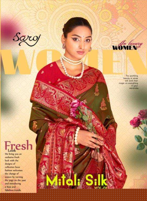 SAROJ MITALI SILK VOL-1 1001 TO 1006 SERIES PURE BANARSHI SILK SAREES-00098
