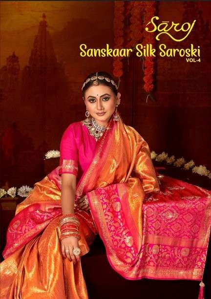 SAROJ SANSKAAR SILK SAROSKI VOL-4 1001 TO 1006 SERIES PURE SILK PAITHANI SAREES-00098