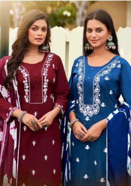 SBS FASHION TARUNIKA 5961 TO 5964 SERIES PURE COTTON EMBROIDERY DRESSES-00014