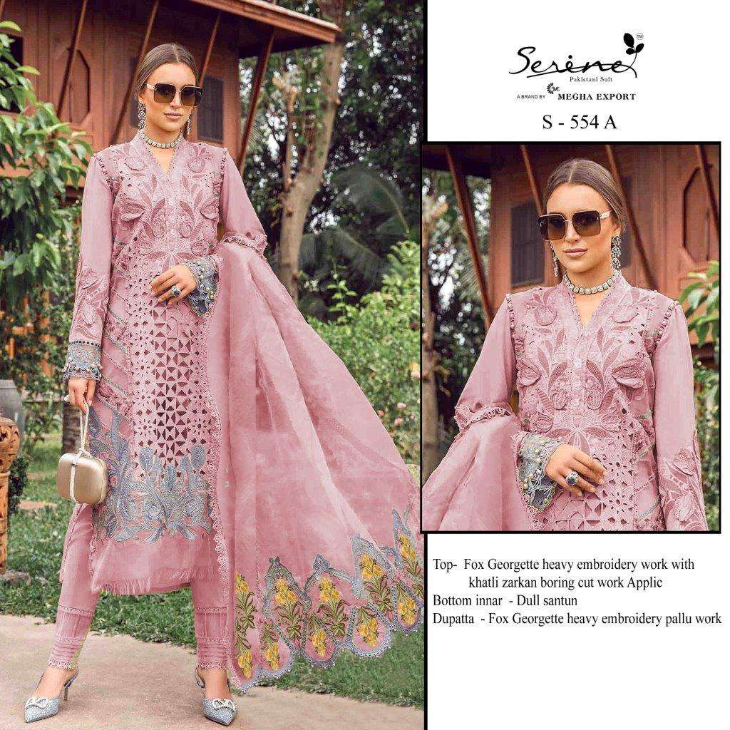 SERENE S-554 HIT DESIGN DESIGNER FAUX GEORGETTE EMBROIDERY PAKISTANI DRESSES-00201