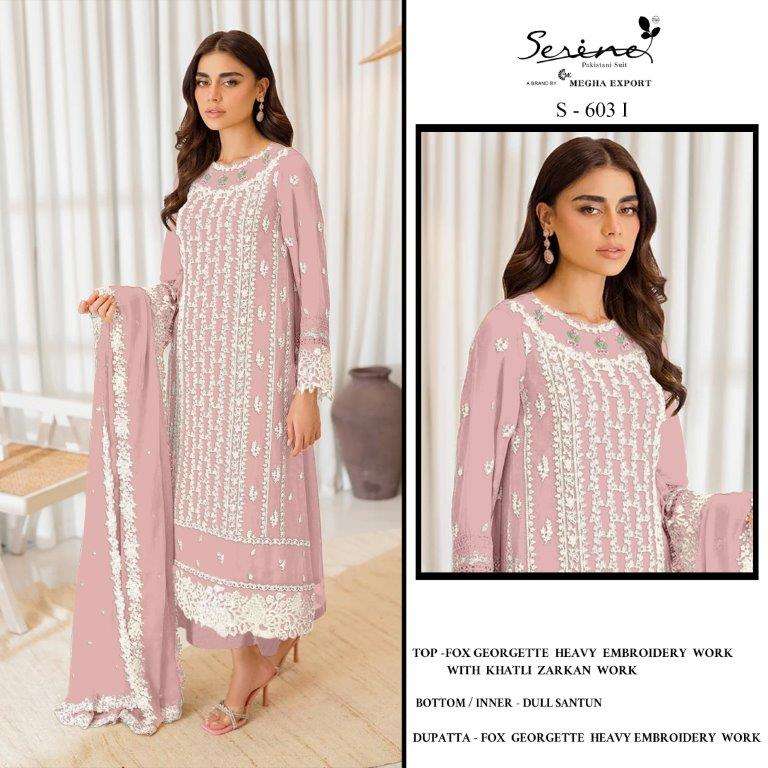 SERENE S-603 COLOUR DESIGNER PURE FAUX GEORGETTE EMBROIDERY DRESSES-00201