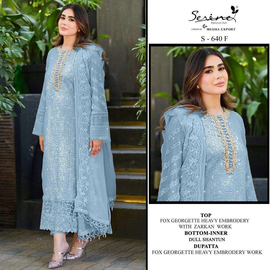 SERENE S-640 COLOURS DESIGNER FAUX GEORGETTE EMBROIDERY PAKISTANI DRESSES-00201
