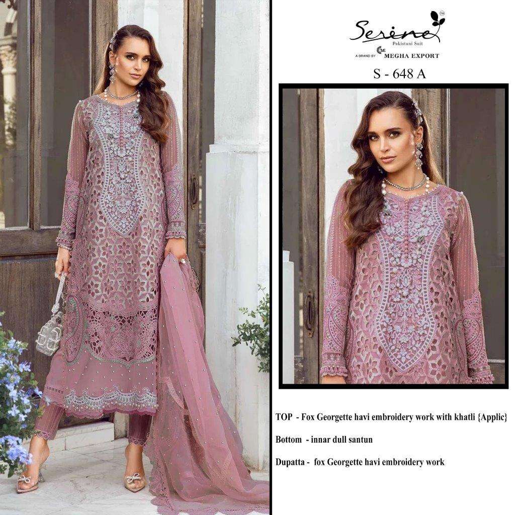 SERENE S-648 COLOURS DESIGNER FAUX GEORGETTE EMBROIDERY PAKISTANI DRESSES-00201