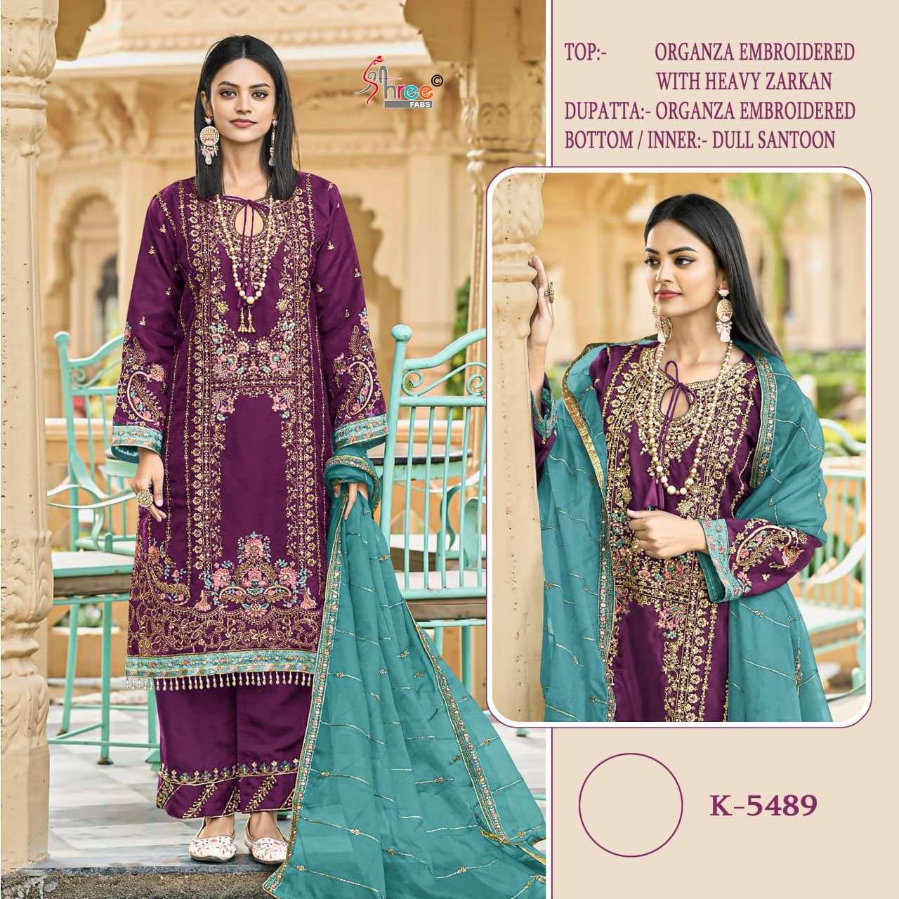 SHREE FABS K-5489 COLOURS DESIGNER ORGANZA EMBROIDERY PAKISTANI DRESSES-00011