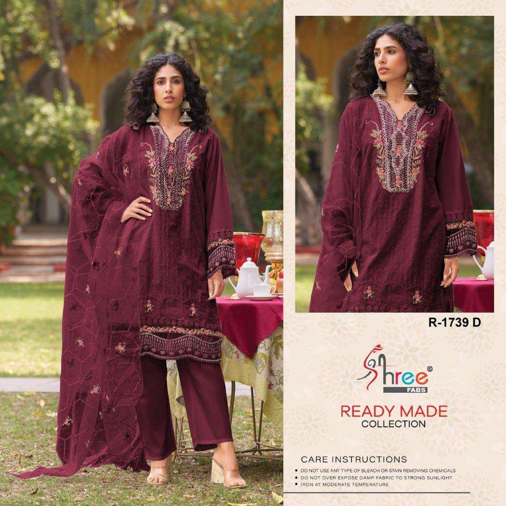 SHREE FABS R-1739 COLOURS HEAVY EMBROIDERED CAMBRIC COTTON DRESSES-00011