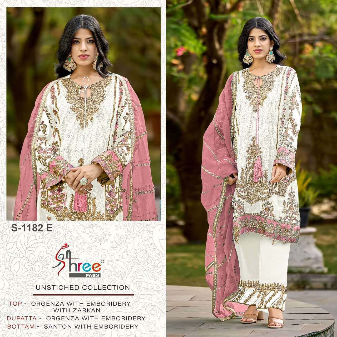 SHREE FABS S-1182 COLOURS DESIGNER ORGANZA EMBROIDERY PAKISTANI DRESSES-00011