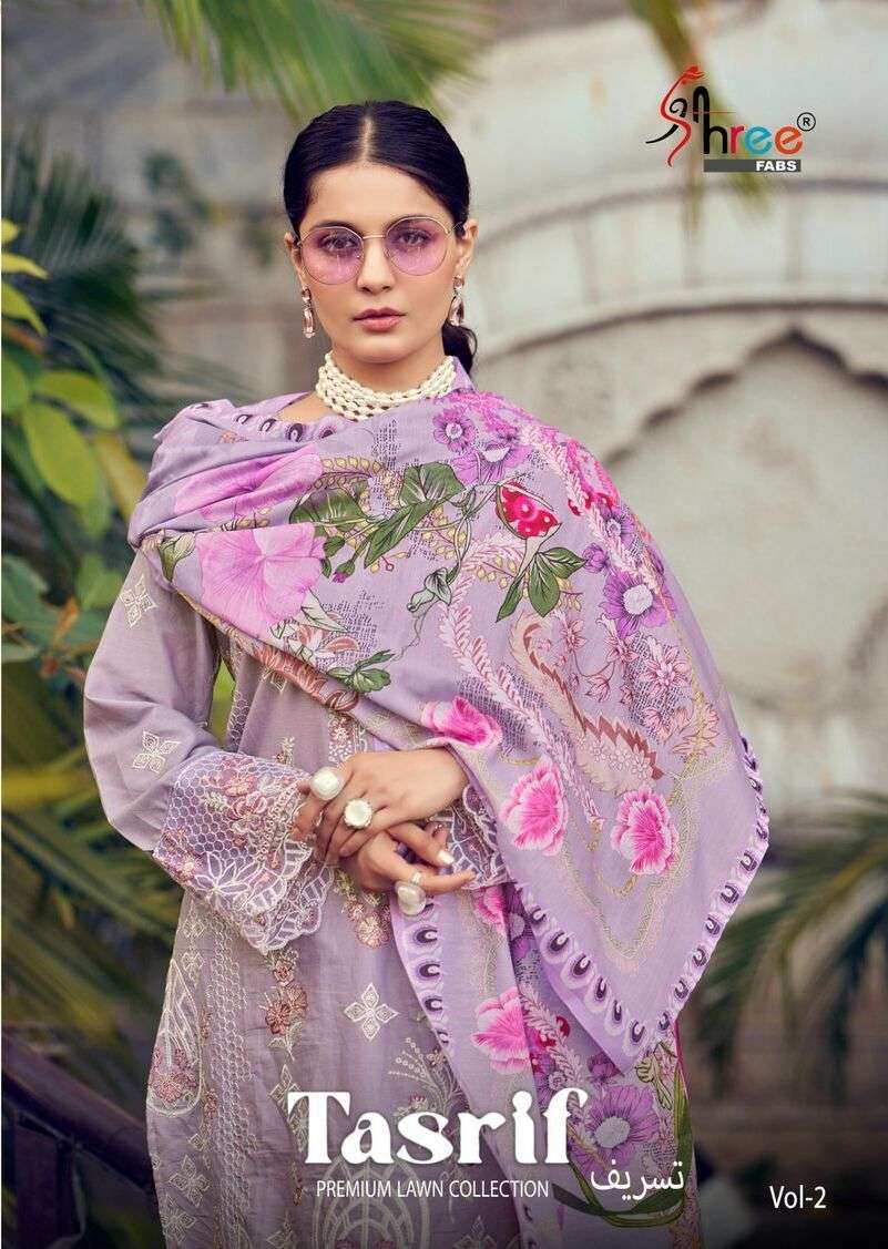 SHREE FABS TASRIF VOL-02 HEAVY EMBROIDERED CAMBRIC COTTON PAKISTANI DRESSES-00201