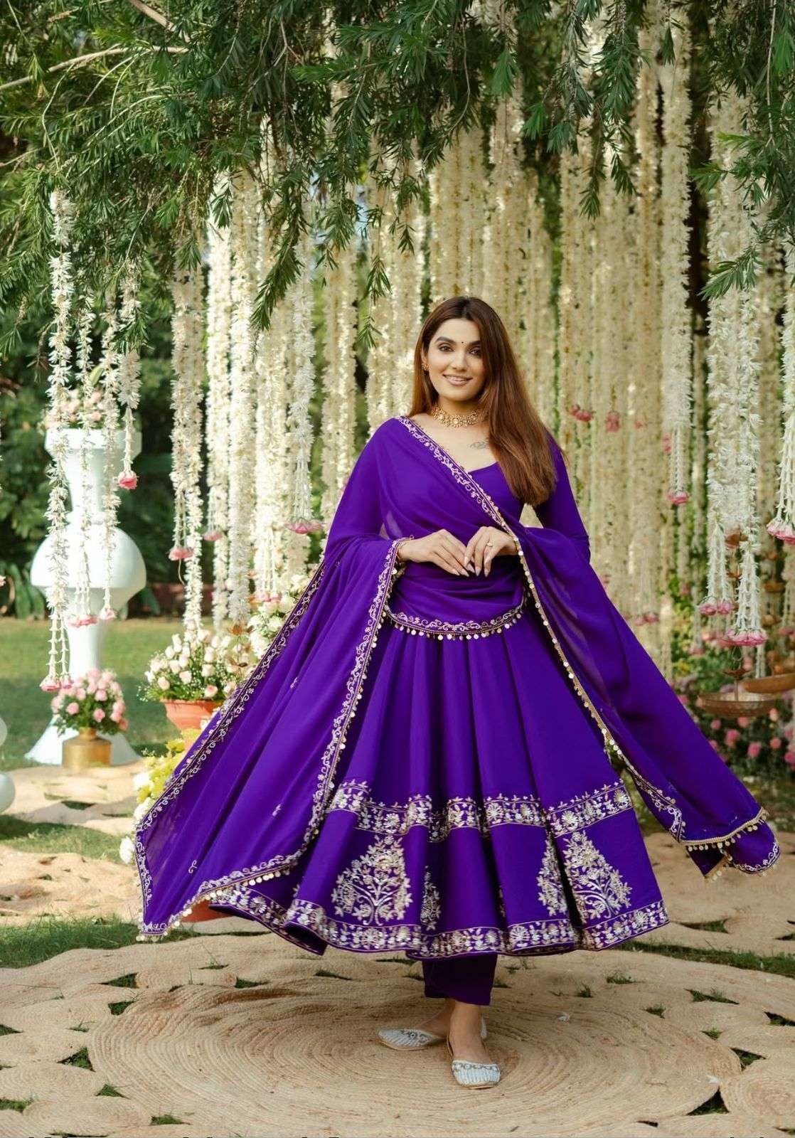 TAPI-242 BY ASLIWHOLESALE DESIGNER FAUX GEORGETTE THREAD WORK GOWNS-00185