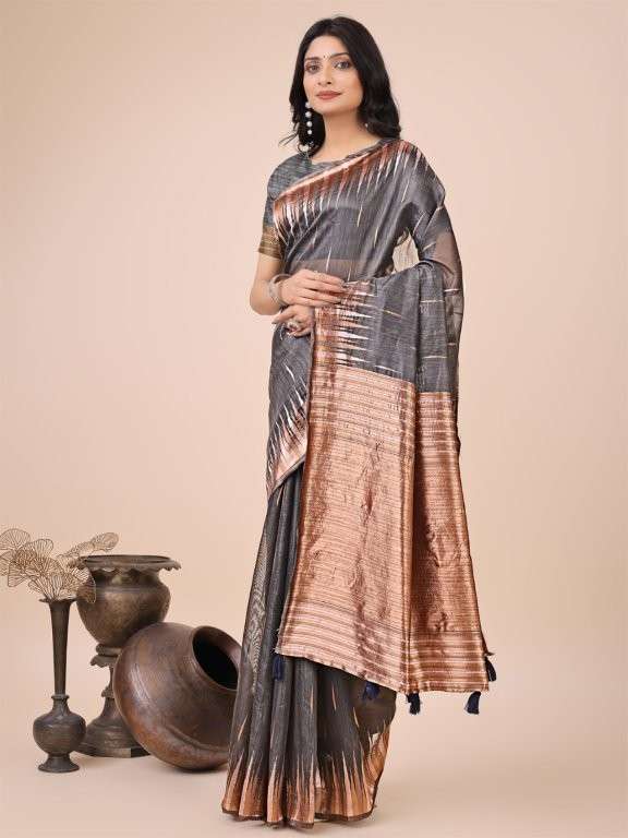 TARA SITARA BY ASLIWHOLESALE DESIGNER PURE LINEN COTTON SAREES-00281