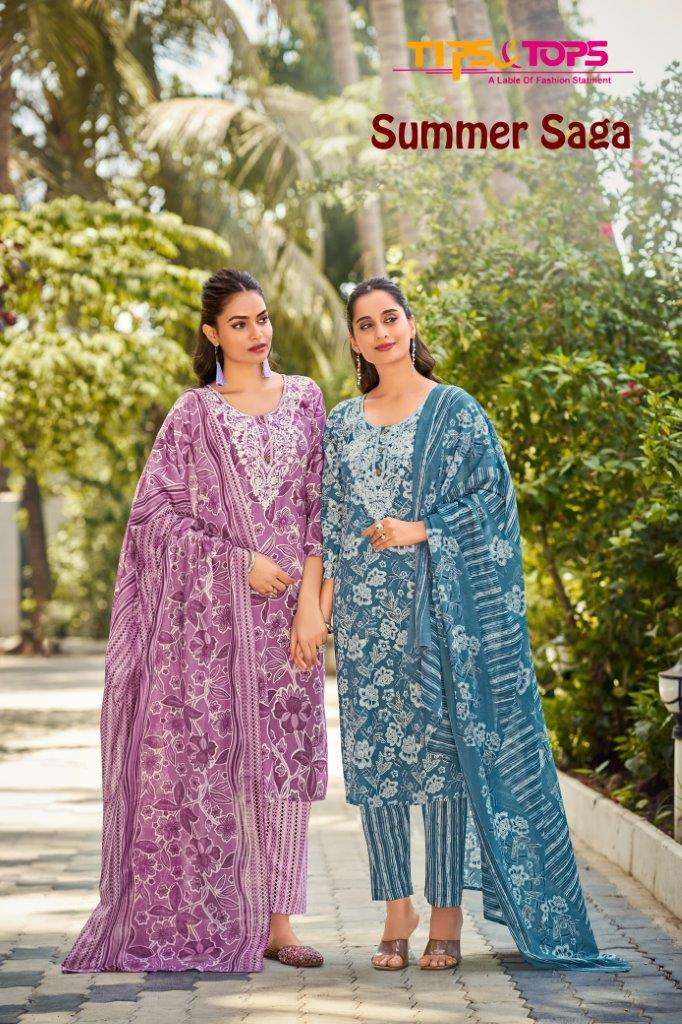 TIPS & TOPS SUMMER SAGA 1001 TO 1006 SERIES HEAVY COTTON SLUB DRESSES-00140