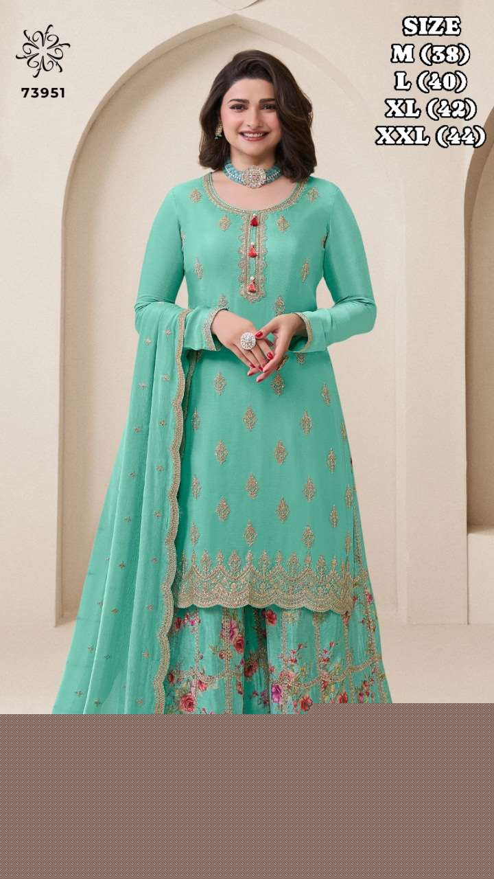 VINAY FASHION AAKRITI 73951 AND 73953 SERIES PURE CHINON EMBRPOIDERY DRESSES-00150