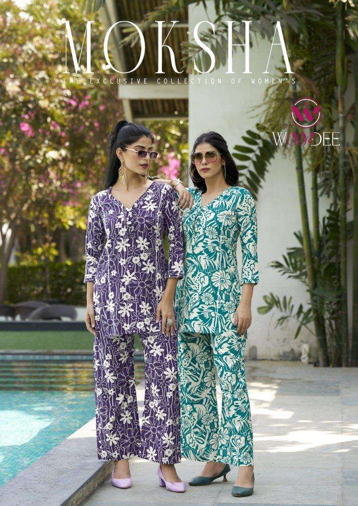 WOODEE MOKSHA 1001 TO 1006 SERIES FANCY RAYON SLUB PRINT CO-ORD SET-00140