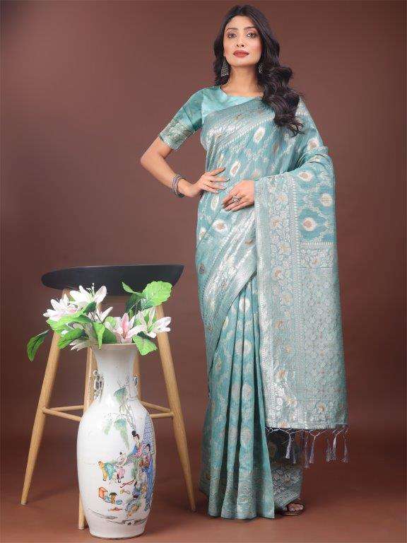 ZARISTA BY ASLIWHOLESALE DESIGNER PURE LINEN COTTON SAREES-00281