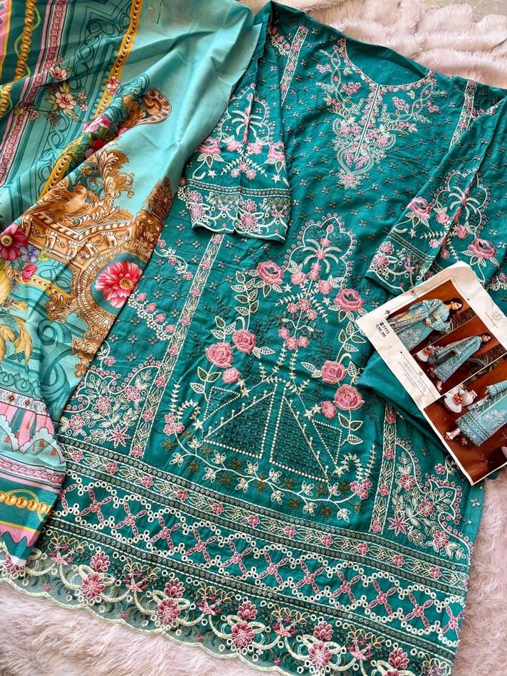 ZIAAZ DESIGNS 895 COLOURS HEAVY CAMBRIC COTTON EMBROIDERED DRESSES-00201