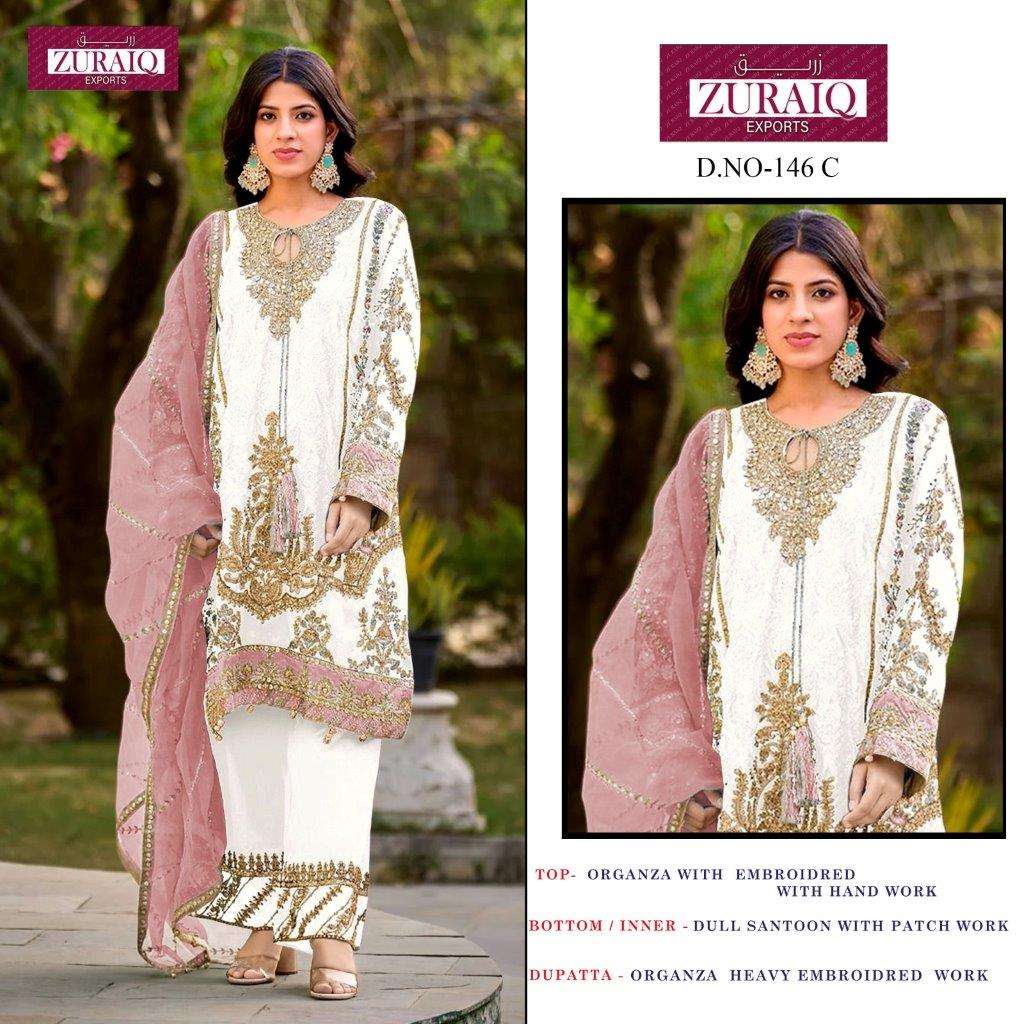 ZURAIQ Z-146 COLOURS DESIGNER FANCY ORGANZA HEAVY EMBROIDERY DRESSES-00011