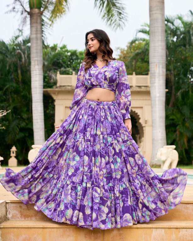 1135 COLOURS BY ASLIWHOLESALE DESIGNER PURE GEORGETTE CHECKS LEHENGAS-00195