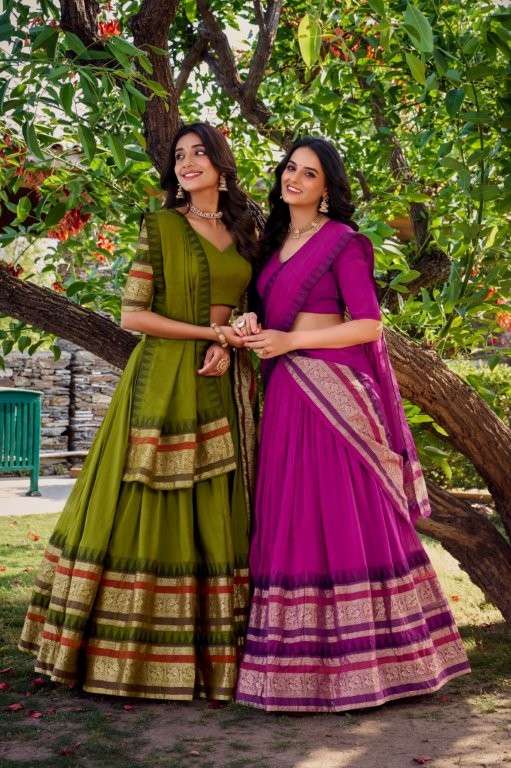 1902 COLOUR BY ASLIWHOLESALE DESIGNER PURE CHANDERI LEHENGAS-00195