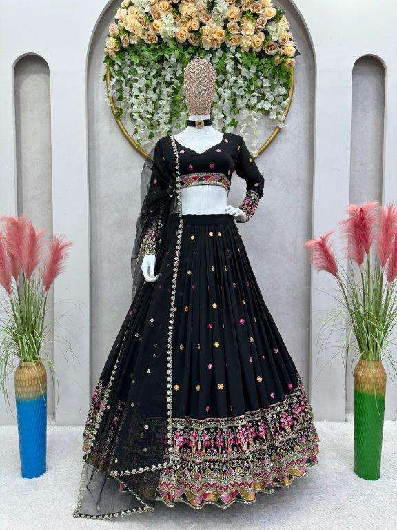 237 HIT COLOUR BY ASLIWHOLESALE DESIGNER PURE FAUX GEORGETTE EMBROIDERY LEHENGAS-00246