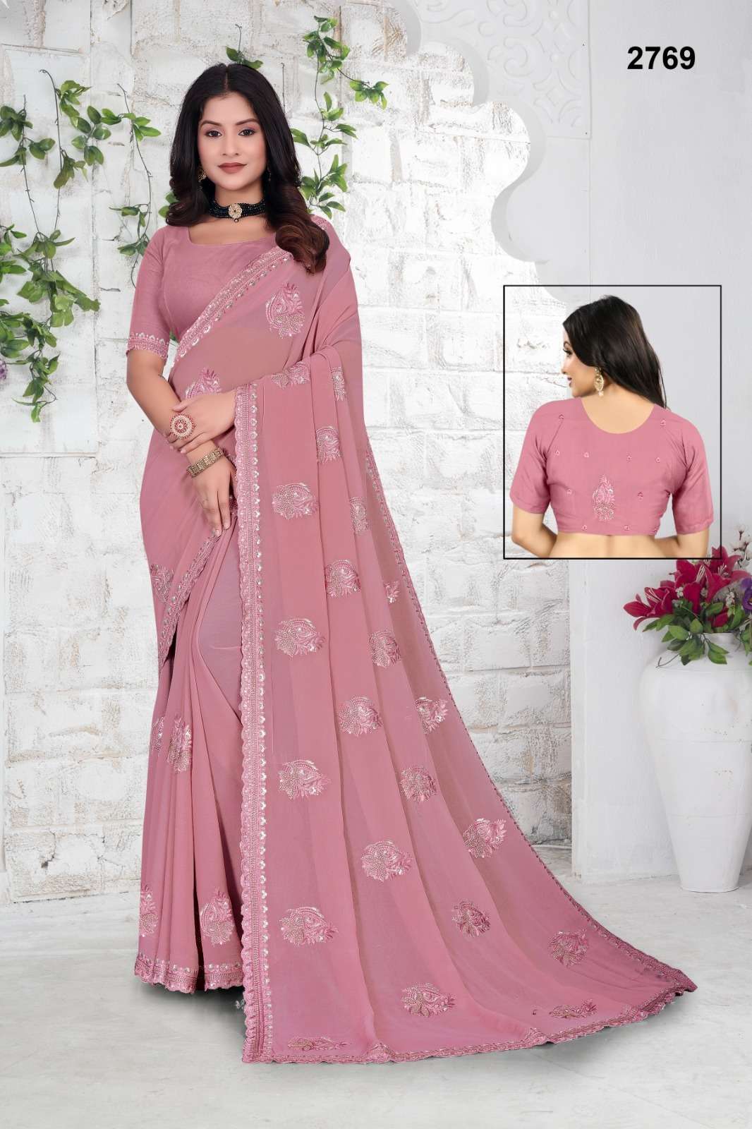 2796 COLOUR BY ASLIWHOLESALE DESIGNER PURE GEORGETTE EMBROIDERY SAREES-00103