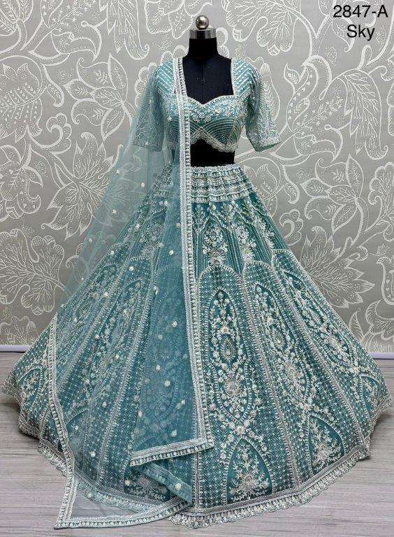 2847 HIT COLOUR BY ASLIWHOLESALE DESIGNER PURE NET EMBROIDERY LEHENGAS-00130
