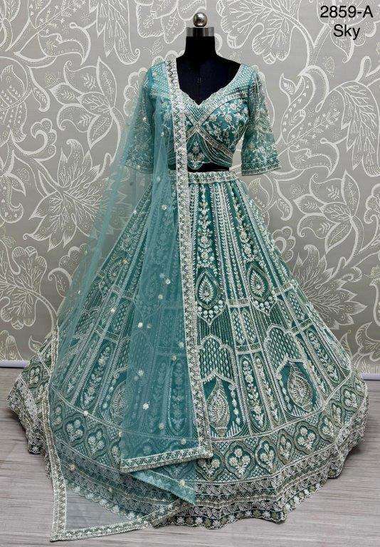 2859 HIT COLOUR BY ASLIWHOLESALE DESIGNER PURE NET EMBROIDERY LEHENGAS-00130