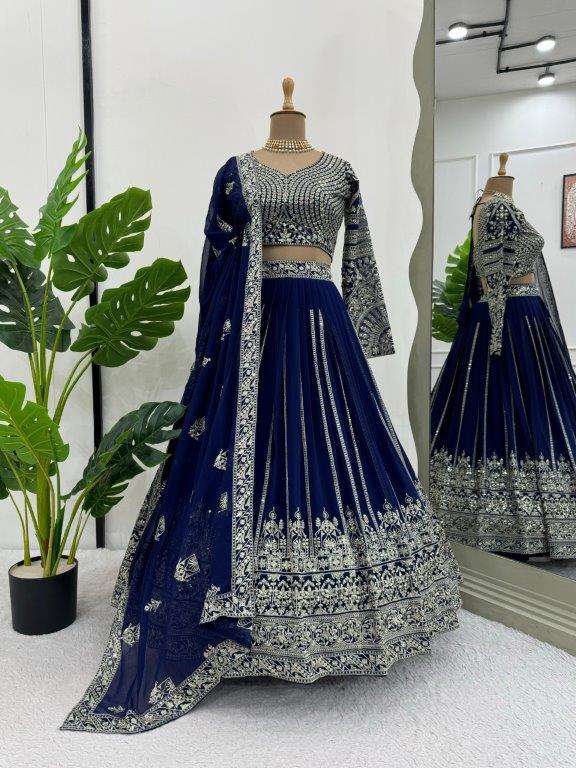 32 HIT BY ASLIWHOLESALE DESIGNER PURE GEORGETTE LEHENGAS-00283