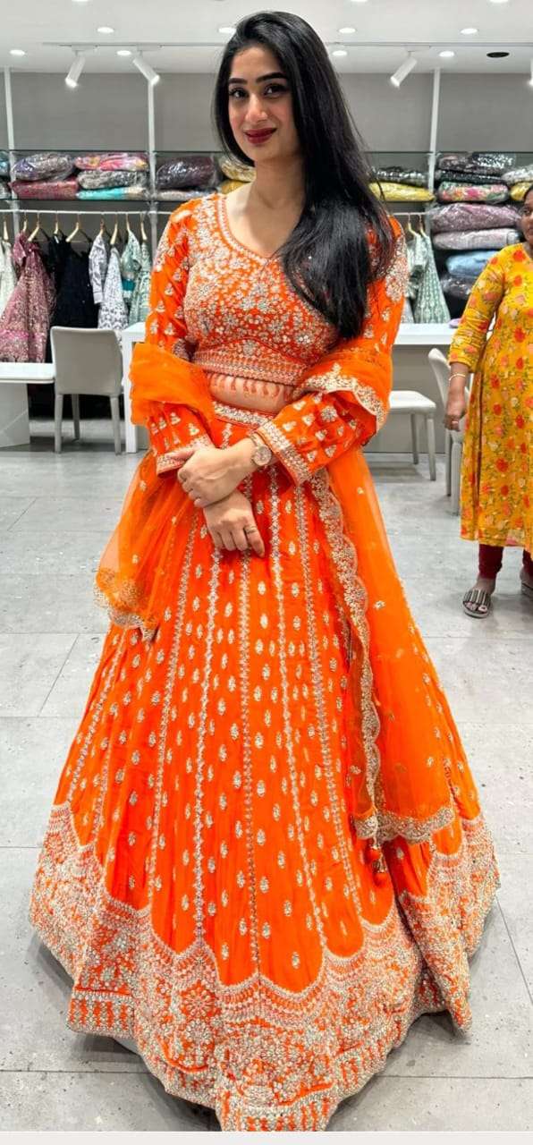 33 HIT BY ASLIWHOLESALE DESIGNER PURE GEORGETTE LEHENGAS-00283