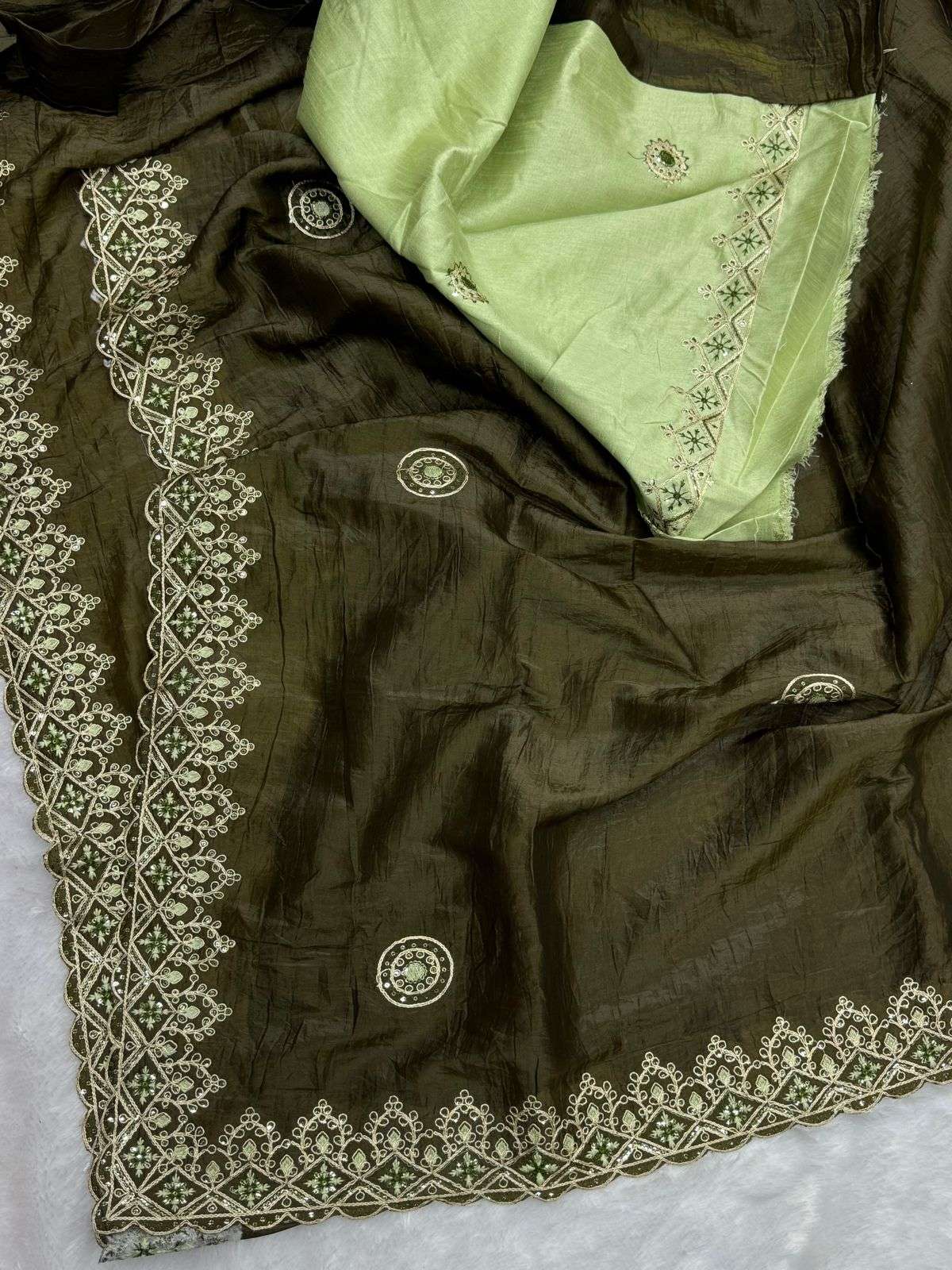 3395 COLOUR BY ASLIWHOLESALE DESIGNER SOFT FANCY CRUSH WORK SAREES
