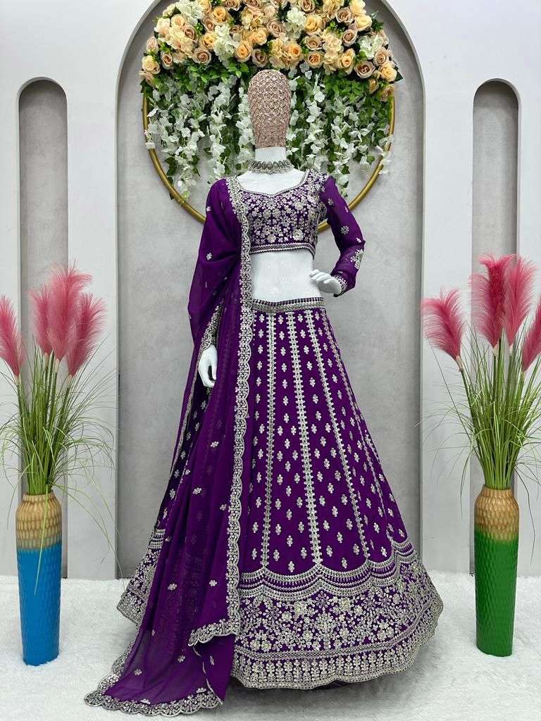 34 HIT BY ASLIWHOLESALE DESIGNER PURE GEORGETTE EMBROIDERY LEHENGAS-00283