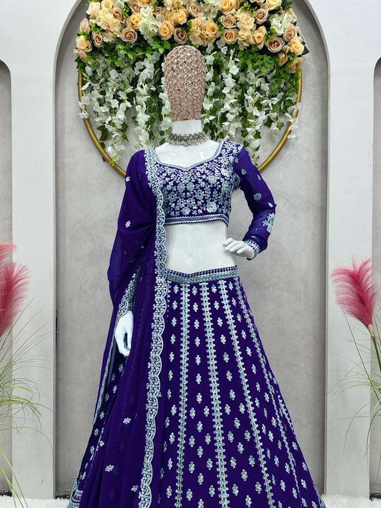 34 HIT NX BY ASLIWHOLESALE DESIGNER PURE GEORGETTE LEHENGAS-00283