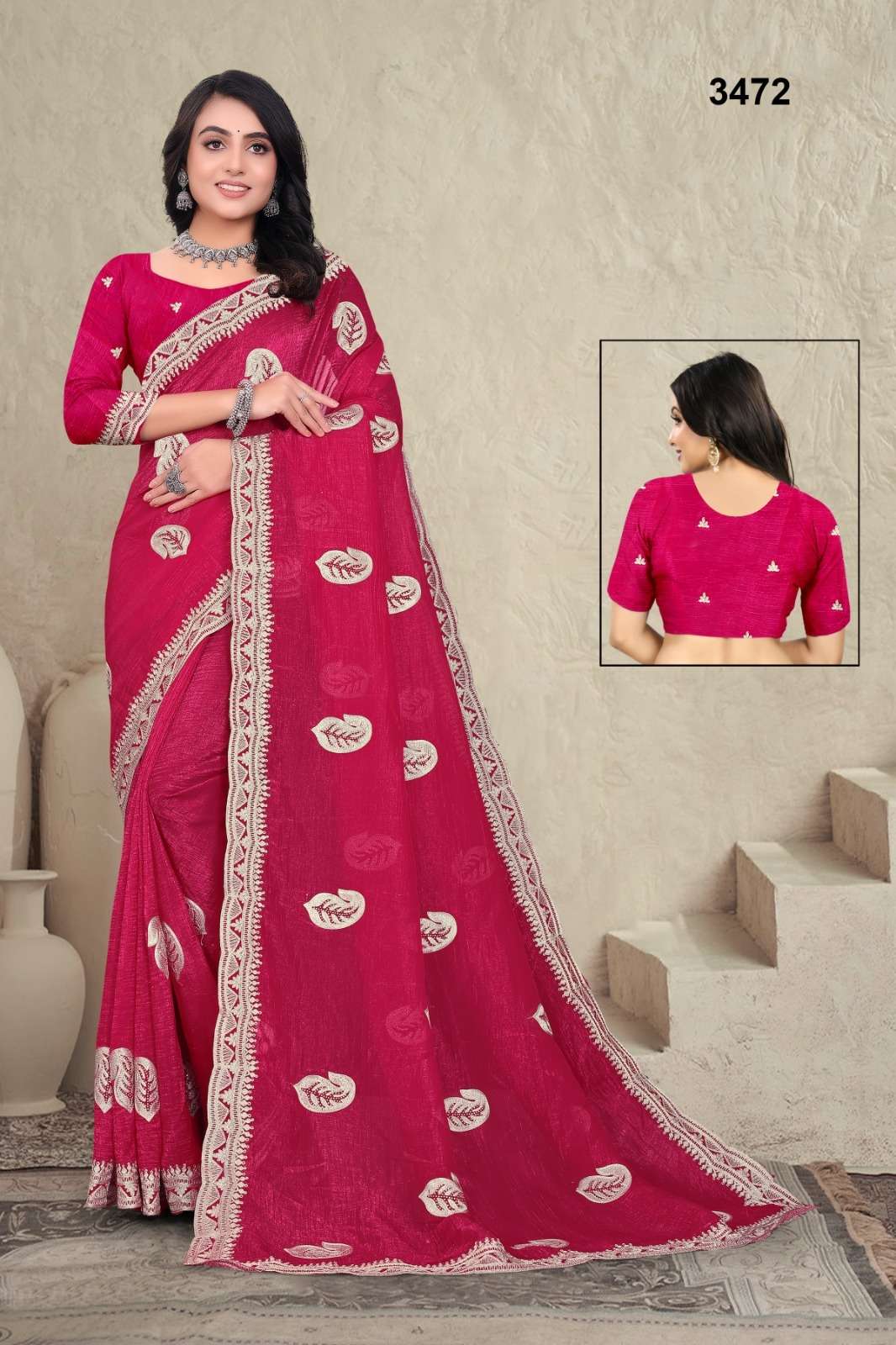 3472 COLOUR BY ASLIWHOLESALE DESIGNER PURE FANCY EMBROIDERY SAREES-00103