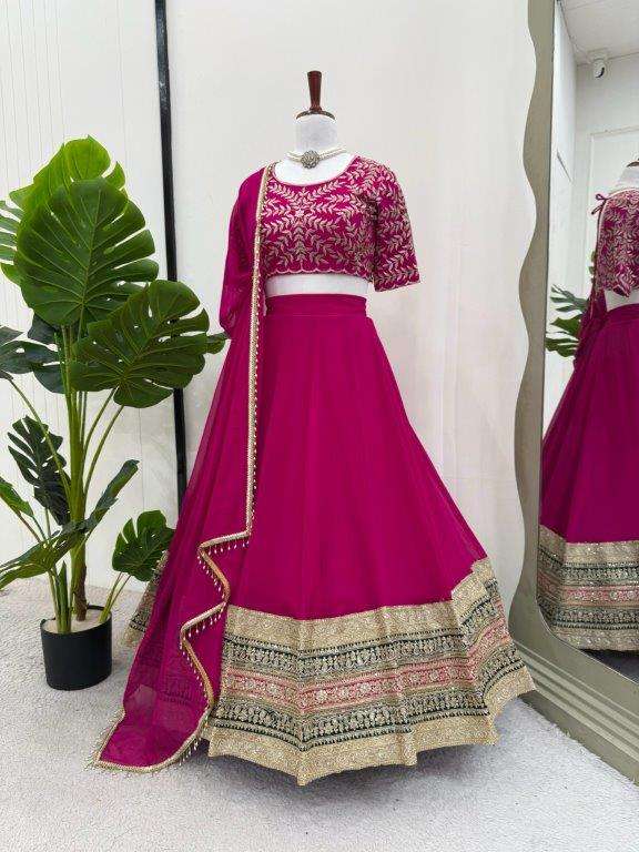 349 HIT COLOUR BY ASLIWHOLESALE DESIGNER PURE FAUX GEORGETTE EMBROIDERY LEHENGAS-00246