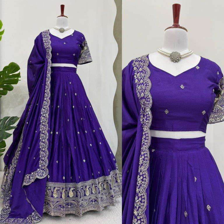353 HIT COLOUR BY ASLIWHOLESALE DESIGNER PURE CHINON SILK LEHENGAS-00246