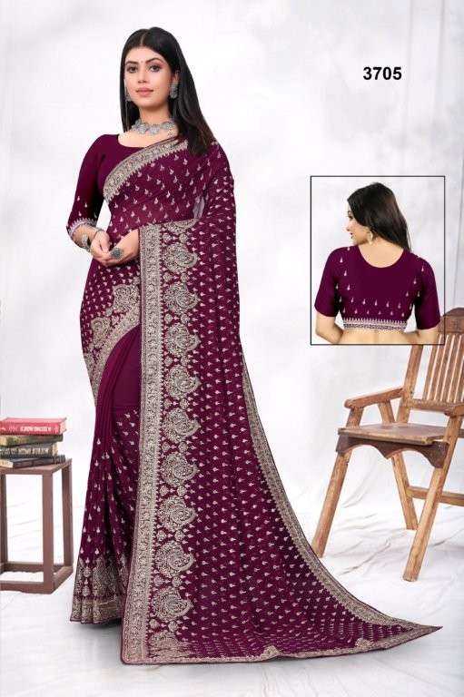 3705 COLOUR NX BY ASLIWHOLESALE DESIGNER PURE GEORGETTE EMBROIDERY SAREES-00103