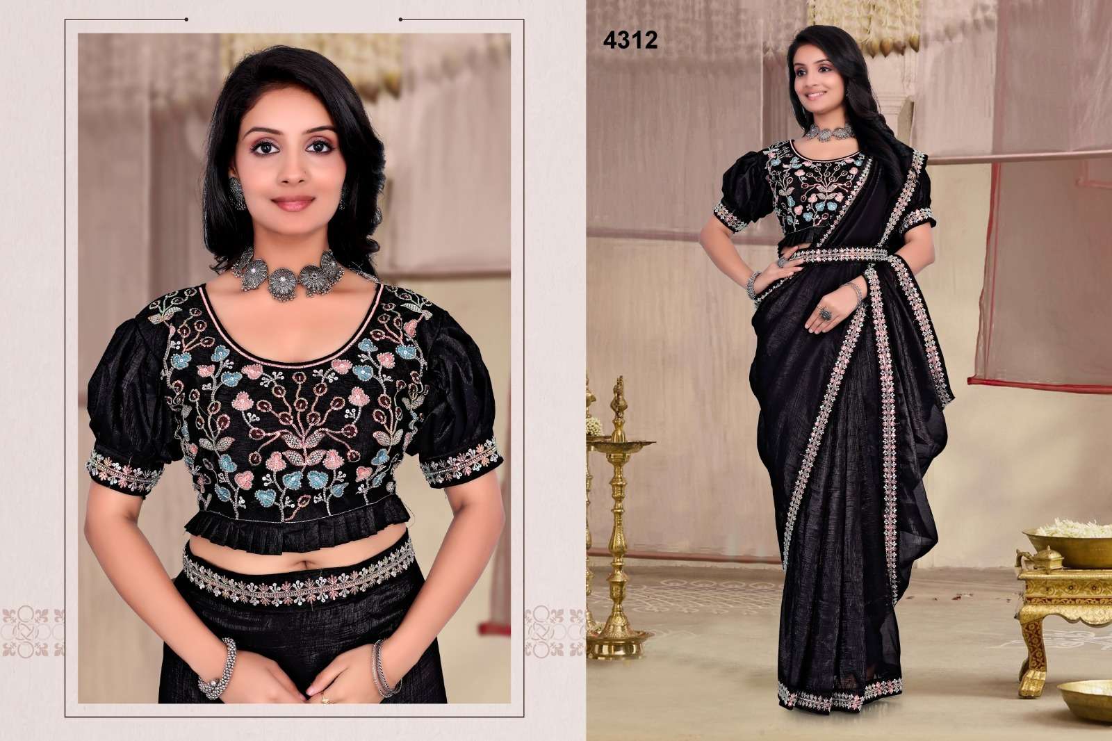4312 COLOUR BY ASLIWHOLESALE DESIGNER PURE FANCY EMBROIDERY SAREES-00103
