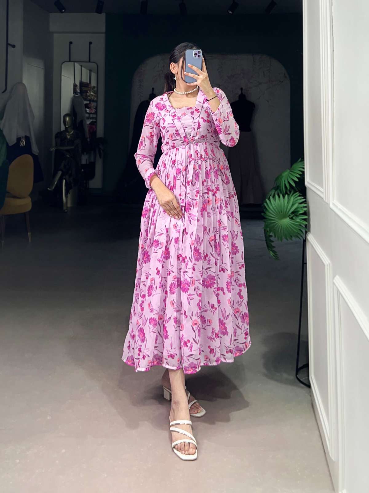 4512 COLOUR BY ASLIWHOLESALE DESIGNER GEORGETTE PRINTED KURTI-00195
